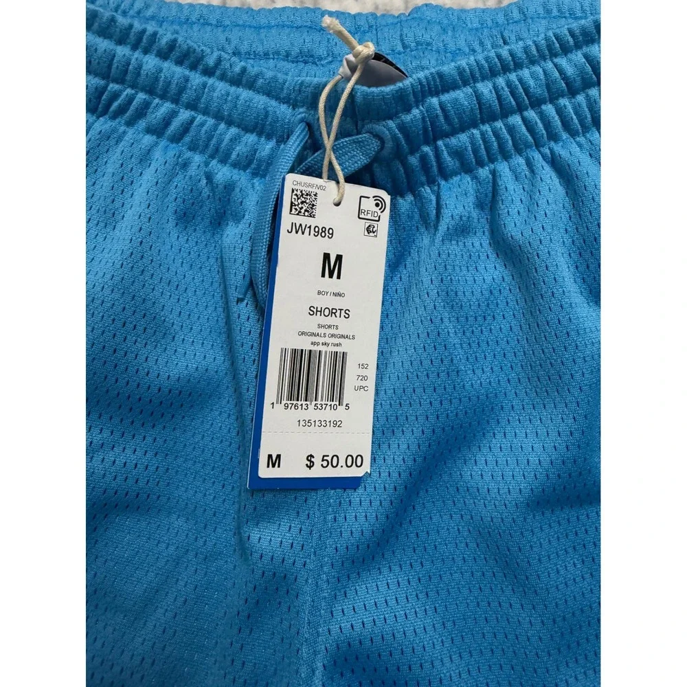 Adidas Originals Boys Mesh Basketball Shorts Sky Rush Blue JW1989 Size M‎ NWT